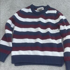 Toddler Boys Lands' End Crewneck Sweater, Navy, White, Burgundy, Size Medium 5-6